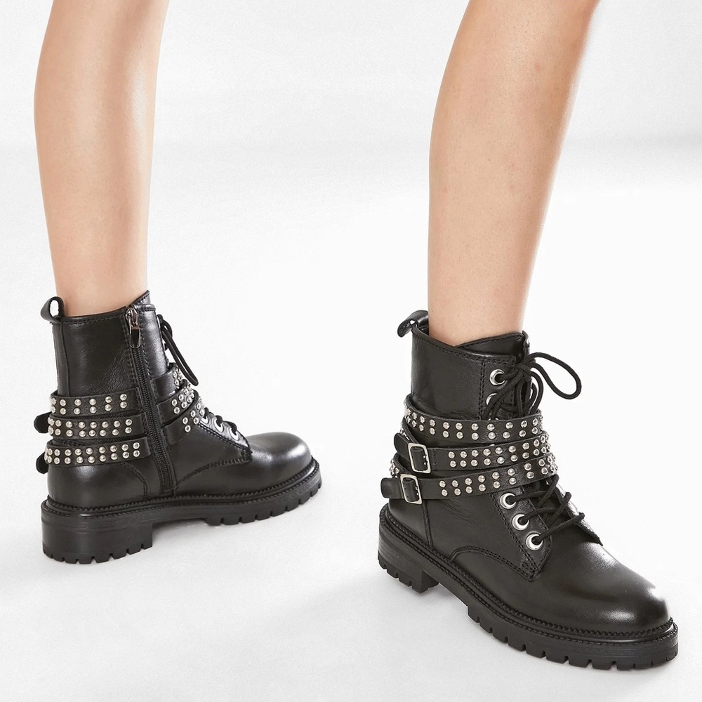 Forever 21 Black Studded Moto Boots